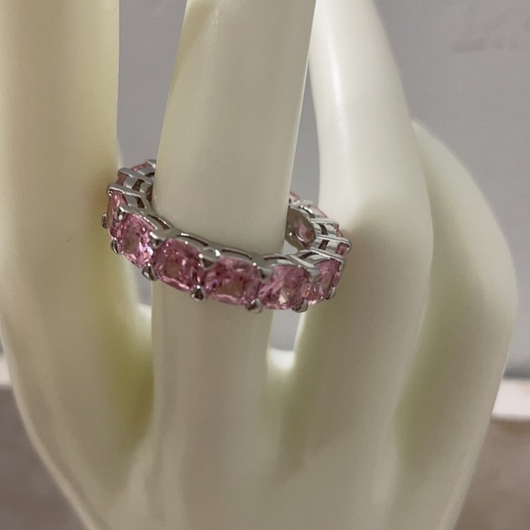 Pink Cubic Zirconia Eternity Ring - Picture 9 of 10